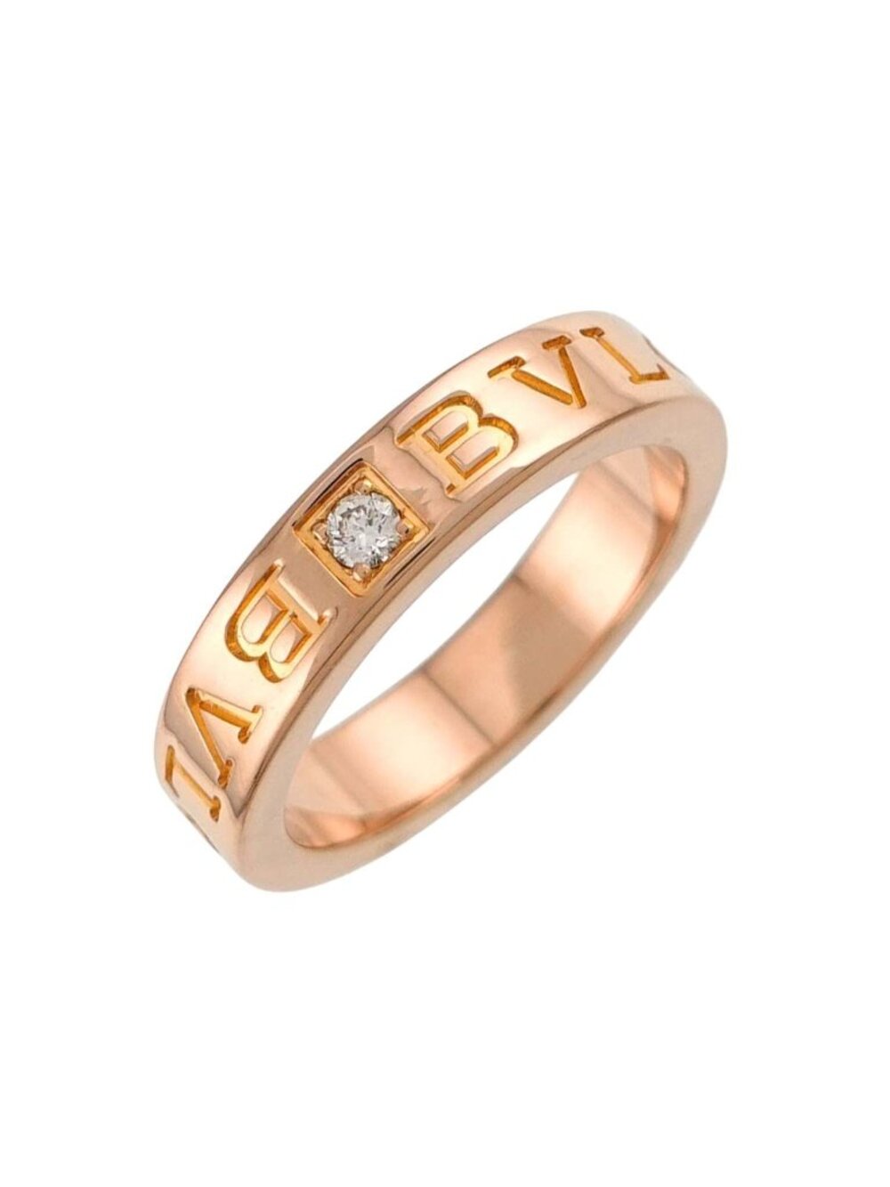 Bvlgari B.zero1 Essential Ring Diamond 18K Pink Gold Double Logo